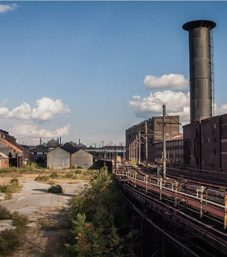 Abandoned industrial brownfield site